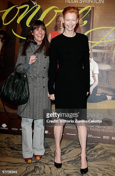 Victoria Cabello and Tilda Swinton attend "Io Sono L'Amore": Milan Screening held at Cinema Colosseo on March 15, 2010 in Milan, Italy.