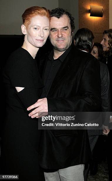 Tilda Swinton and Pippo Delbono attend "Io Sono L'Amore": Milan Screening held at Cinema Colosseo on March 15, 2010 in Milan, Italy.