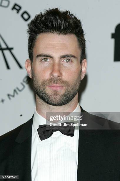 Singer Adam Levine of Maroon 5 attends the 25th Annual Rock and Roll Hall of Fame Induction Ceremony at Waldorf=Astoria on March 15, 2010 in New...