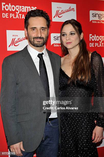 Singer Jorge Drexler and Spanish actress and singer Leonor Watling attends Fotogramas magazine awards at the Joy Eslava Club on March 15, 2010 in...