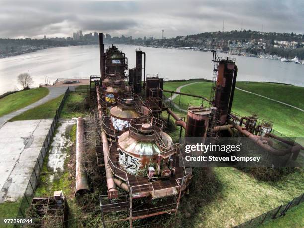 gasworks park, seattle - gasworks stock pictures, royalty-free photos & images