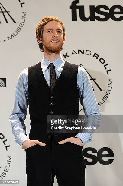 Musician Jesse Carmichael of Maroon 5 attend the 25th Annual Rock And Roll Hall of Fame Induction Ceremony at the Waldorf=Astoria on March 15, 2010...
