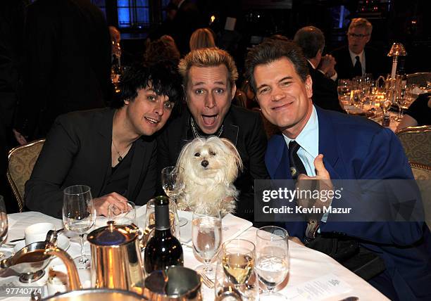 Exclusive* Billie Joe Armstrong, Mike Dirnt of Green Day and Chris Isaak attends the 25th Annual Rock and Roll Hall of Fame Induction Ceremony at The...