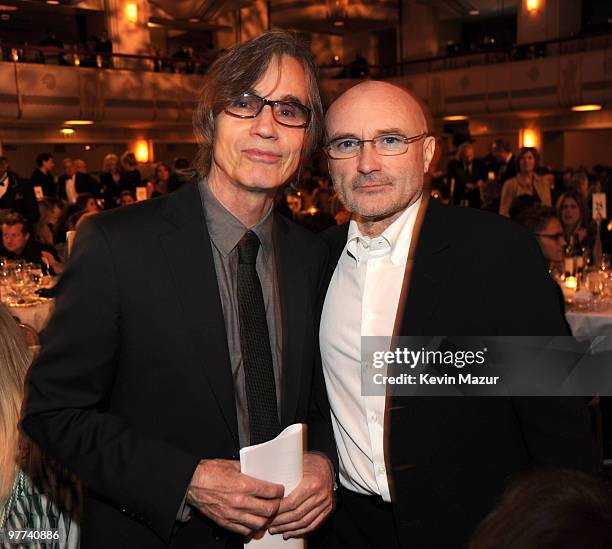 Exclusive* Jackson Browne and Phil Collins attends the 25th Annual Rock and Roll Hall of Fame Induction Ceremony at The Waldorf=Astoria on March 15,...