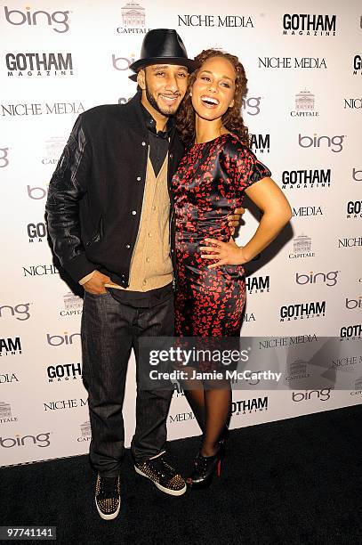 Musician Alicia Keys and recording artist Swizz Beatz attend Gotham Magazine's Annual Gala hosted by Alicia Keys and presented by Bing at Capitale on...