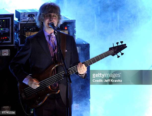 Mike Gordon of Phish performs onstage at the 25th Annual Rock and Roll Hall of Fame Induction Ceremony at the Waldorf=Astoria on March 15, 2010 in...