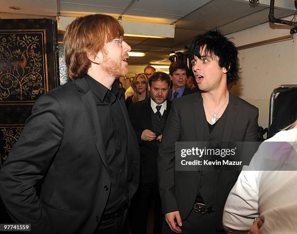 Exclusive* Trey Anastasio of Phish and Billie Joe Armstrong of Green Day attends the 25th Annual Rock and Roll Hall of Fame Induction Ceremony at The...