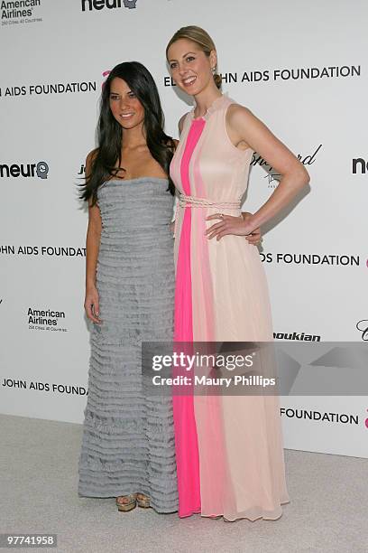 Actresses Olivia Munn and Eva Amurri arrive at the 18th annual Elton John AIDS Foundation Oscar Party held at Pacific Design Center on March 7, 2010...