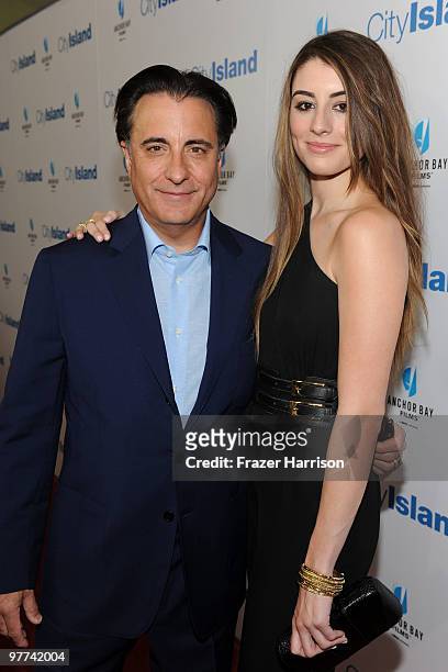 Actor Andy Garcia and daughter actress Dominik Garcia-Lorido arrive at Anchor Bay Films' "City Island" premiere held at the Landmark Theater on March...