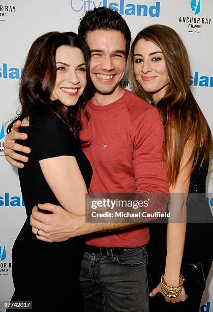 Actress Julianna Margulies, actor Steven Strait, and actress Dominik Garcia-Lorido arrive at the Los Angeles premiere of "City Island" held at...