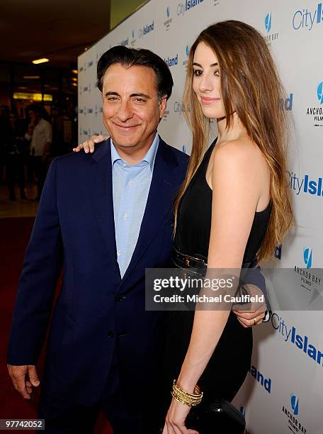 Actor Andy Garcia and actress Dominik Garcia-Lorido arrive at the Los Angeles premiere of "City Island" held at Westside Pavillion Cinemas on March...