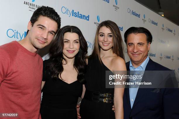 Actor Steven Strait, actress Julianna Margulies, actress Dominik Garcia-Lorido and actor Andy Garcia arrive at Anchor Bay Films' "City Island"...