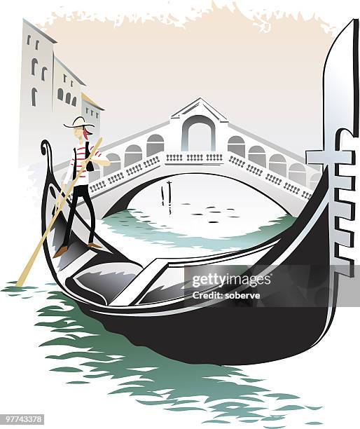 illustrations, cliparts, dessins animés et icônes de venise gondolieri - venise pont