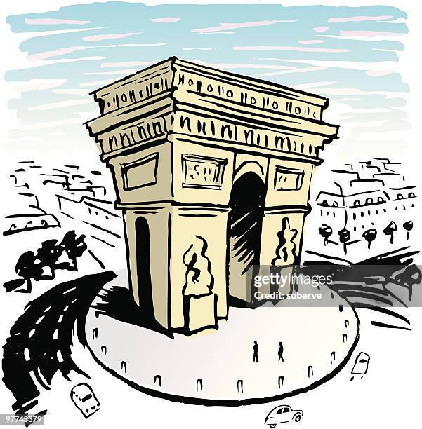 ilustrações de stock, clip art, desenhos animados e ícones de paris arco - arco do triunfo paris