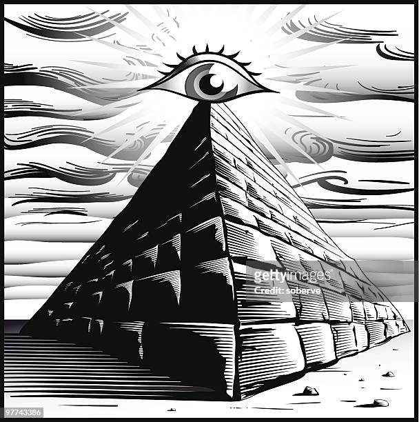 staring at you - pyramid with eye stock illustrations