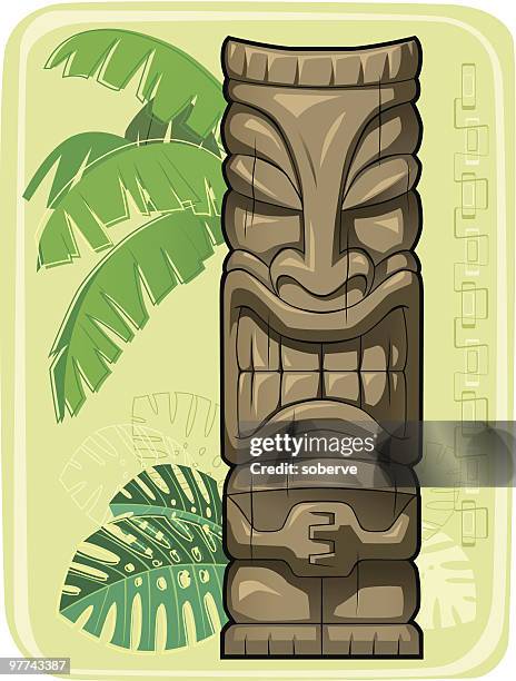 ilustraciones, imágenes clip art, dibujos animados e iconos de stock de tiki#2 - isla grande de hawái islas de hawái