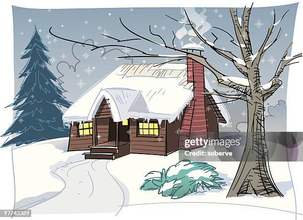 winter cabin - winter cabin stock illustrations