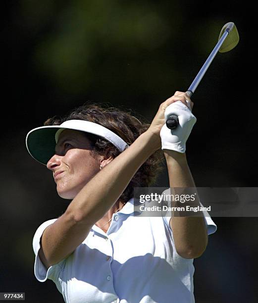 Diane Barnard of England plays her second shot on the 12th fairway during the first round at the ANZ Australian Ladies Masters Golf at Royal Pines...