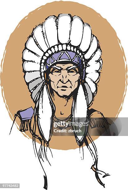 illustrazioni stock, clip art, cartoni animati e icone di tendenza di american indiano - headdress