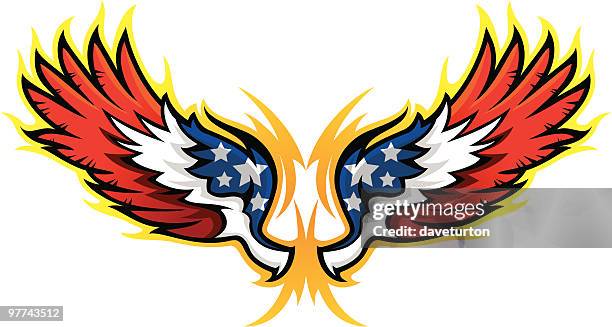 hot rod wings, american flag - eagle wing tattoos stock illustrations