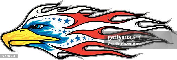 eagle flamed - eagle face tattoo stock illustrations
