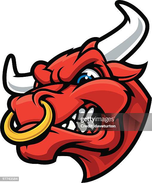 stockillustraties, clipart, cartoons en iconen met bull head mascot - stier