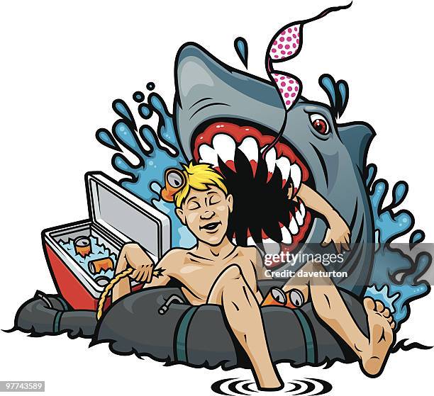 ilustrações, clipart, desenhos animados e ícones de ataques de tubarão - shark attack