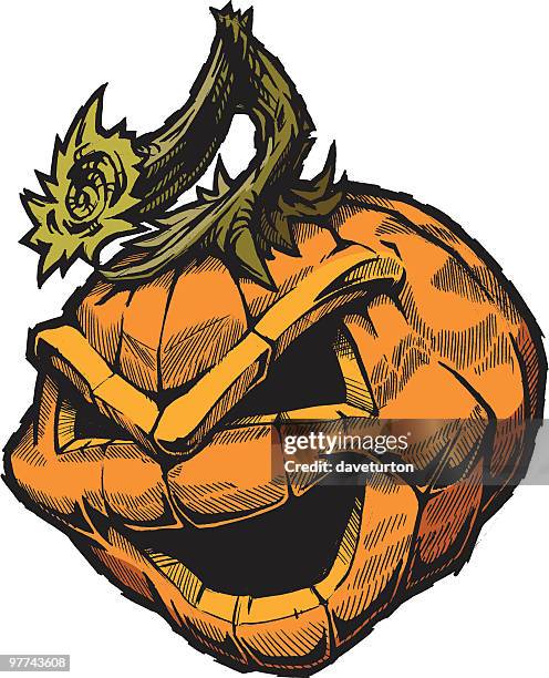 pumpkin scary - halloween craft stock illustrations