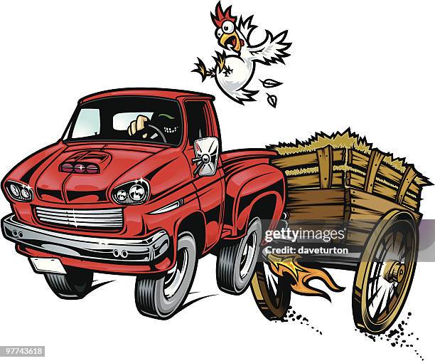 hay ride yeeeehaaaaw - hay truck stock illustrations