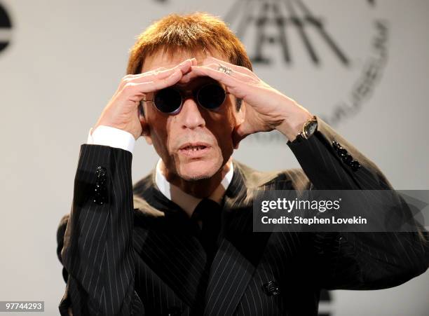 Musician Robin Gibb of The Bee Gees attend the 25th Annual Rock And Roll Hall of Fame Induction Ceremony at the Waldorf=Astoria on March 15, 2010 in...