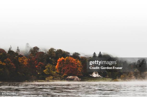 early fog on loch awe - loch awe bildbanksfoton och bilder