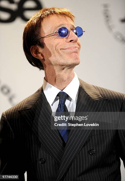 Musician Robin Gibb of The Bee Gees attend the 25th Annual Rock And Roll Hall of Fame Induction Ceremony at the Waldorf=Astoria on March 15, 2010 in...