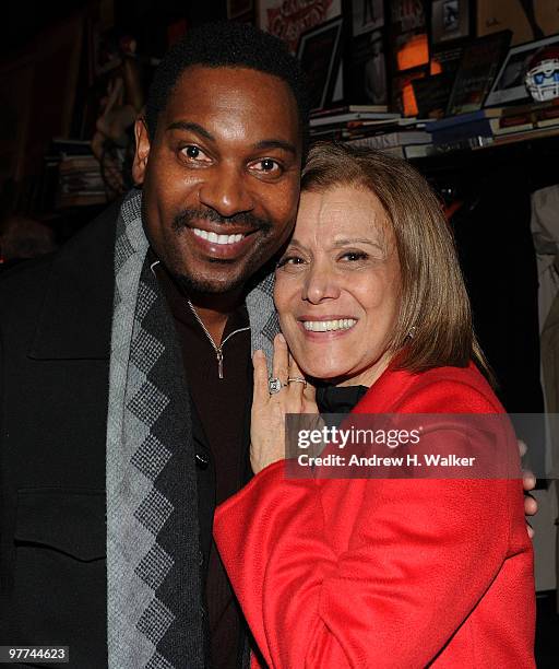 Actor Mykelti Williamson and Mrs. Anna Strasberg attend "The Lee Strasberg Notes" book launch celebration at Elaine's on March 15, 2010 in New York...