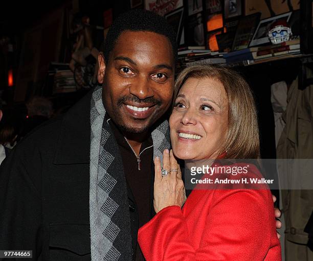 Actor Mykelti Williamson and Mrs. Anna Strasberg attend "The Lee Strasberg Notes" book launch celebration at Elaine's on March 15, 2010 in New York...
