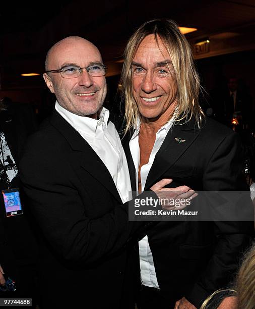 Exclusive* Phil Collins and Iggy Pop attends the 25th Annual Rock and Roll Hall of Fame Induction Ceremony at The Waldorf=Astoria on March 15, 2010...