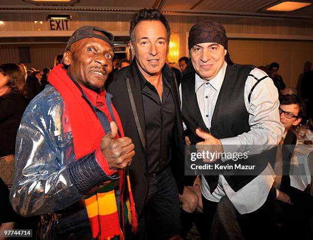 Exclusive* Jimmy Cliff, Bruce Springsteen and Steven Van Zandt attends the 25th Annual Rock and Roll Hall of Fame Induction Ceremony at The...