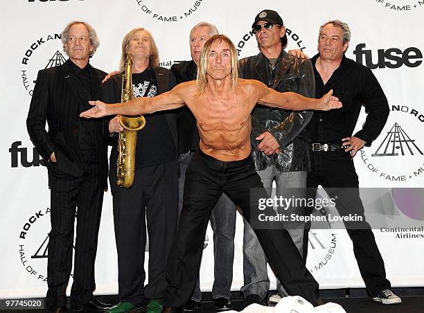 Inductees Scott Thurston, Steve Mackay, James Williamson , Iggy Pop , Scott Asheton and Mike Watt of The Stooges attend the 25th Annual Rock and Roll...