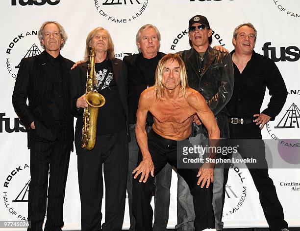 Inductees Scott Thurston, Steve Mackay, James Williamson , Iggy Pop , Scott Asheton and Mike Watt of The Stooges attend the 25th Annual Rock and Roll...