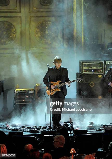Trey Anastasio onstage at the 25th Annual Rock And Roll Hall of Fame Induction Ceremony at the Waldorf=Astoria on March 15, 2010 in New York City.