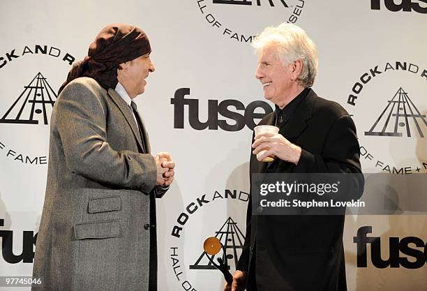 Steven Van Zandt and Inductee Graham Nash of The Hollies attend the 25th Annual Rock And Roll Hall of Fame Induction Ceremony at the Waldorf=Astoria...