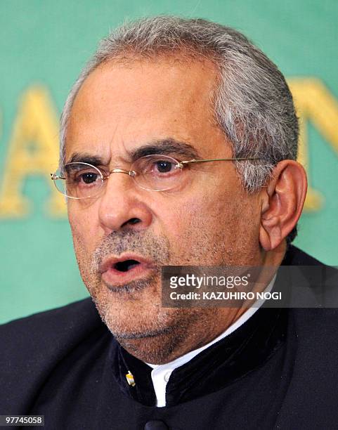 East Timorese President Jose Ramos-Horta delivers a speech during a press conference at the Japan National Press Club in Tokyo on March 16, 2010....