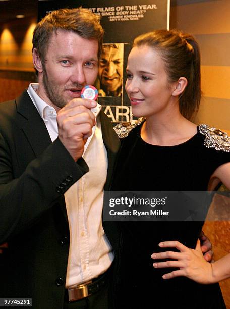 Actors Joel Edgerton and Claire van der Boom pose at the screening of the film 'The Square' at the ShoWest showcase during ShoWest 2010 held at...