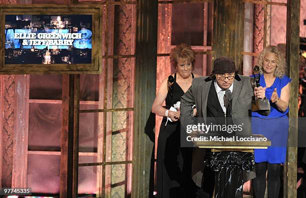 Steven Van Zandt accepting for inductee Jeff Barry at the 25th Annual Rock And Roll Hall of Fame Induction Ceremony at the Waldorf=Astoria on March...