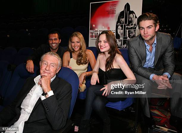 Producer Charlie Corwin , director Joel Schumacher, actress Esti Ginzburg, actress Emily Meade and actor Chace Crawford pose at the screening of the...