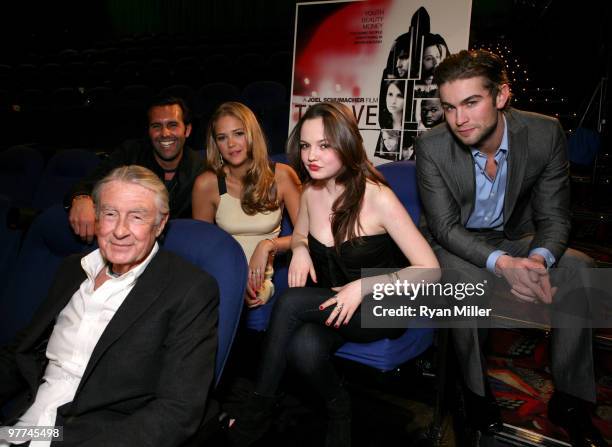 Producer Charlie Corwin , director Joel Schumacher, actress Esti Ginzburg, actress Emily Meade and actor Chace Crawford pose at the screening of the...