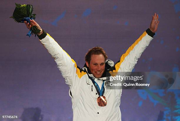 Bronze medalist Cameron Rahles-Rahbula of Australia during the medal ceremony for the Men's Standing Slalom on Day 4 of the 2010 Vancouver Winter...