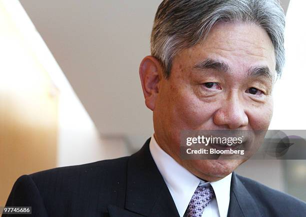 Yoshiyuki Kasai, chairman of Central Japan Railway Co., poses for a photograph after an interview in Tokyo, Japan, on Monday, March 15, 2010. Central...