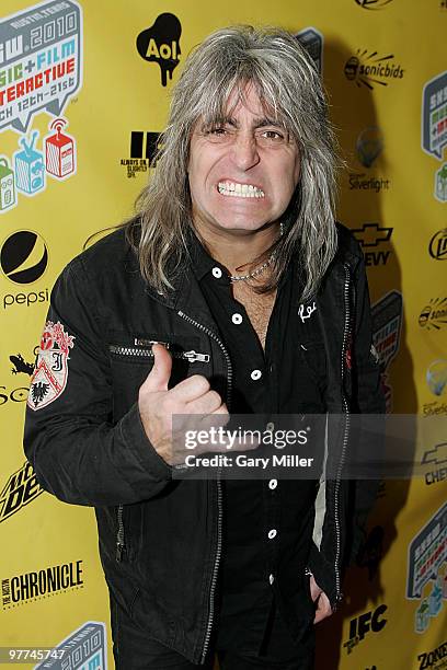 Musician Mikkey Dee of Motorhead arrives on the red carpet for a screening of "Lemmy" at the Paramount Theater during the South By Southwest Film...