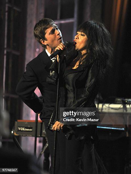 Rob Thomas and Ronnie Spector perform on stage at the 25th Annual Rock and Roll Hall of Fame Induction Ceremony at The Waldorf=Astoria on March 15,...