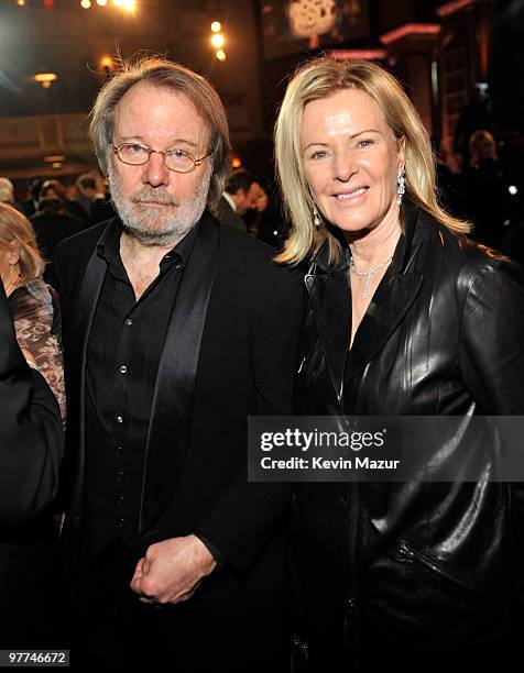 Exclusive* Benny Andersson and Anni-Frid Princessan Reuss of ABBA attends the 25th Annual Rock and Roll Hall of Fame Induction Ceremony at The...